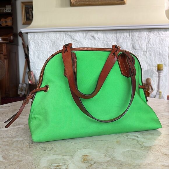 Vintage Dooney & Bourke Signature Blakely Collection Satchel Bag Lime Green - Picture 5 of 16